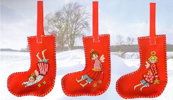Kit point de croix Noël Permin/DMC - Chaussettes Anges