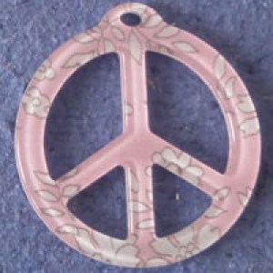 Pendentif Liberty Capel Peace and Love 39 mm - Rose clair