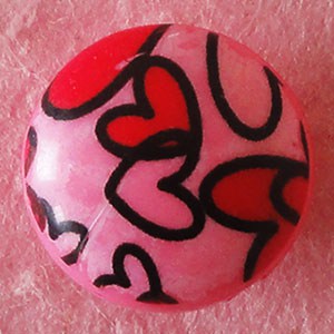 Bouton avec dessin de coeur 12 mm - Rose