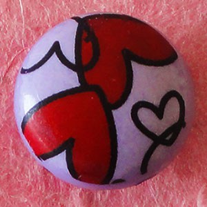 Bouton avec dessin de coeur 12 mm - Violet