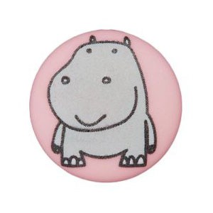 Bouton avec dessin d'hippopotame 15 mm - Rose