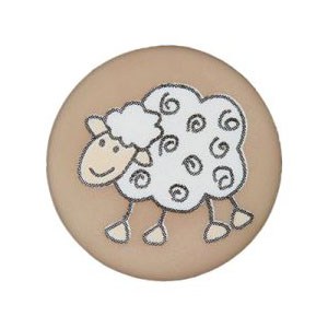 Bouton avec dessin de mouton 15 mm - Marron