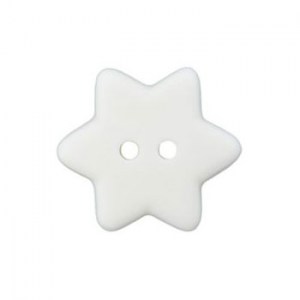 Bouton en forme d'étoile 15 mm - Blanc