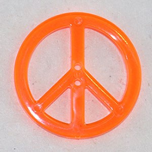 Bouton Peace and Love fluo en plastique 23 mm Orange
