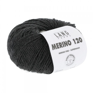 Lang Yarns Merino 120 - Pelote de 50 gr - Coloris 0005 Anthracite Mélangé
