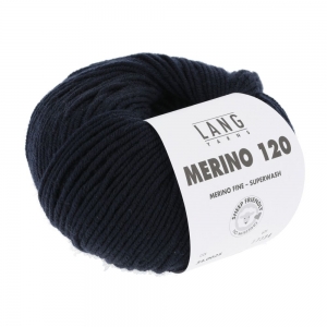 Lang Yarns Merino 120 - Pelote de 50 gr - Coloris 0025 Bleu Nuit