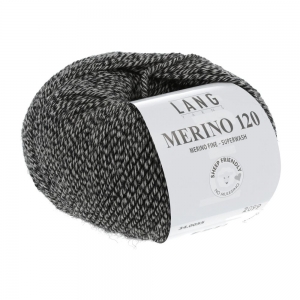 Lang Yarns Merino 120 - Pelote de 50 gr - Coloris 0055 Noir/Beige Mouliné