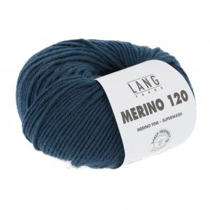 Lang Yarns Merino 120 - Pelote de 50 gr - Coloris 0133 Bleu Acier