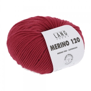 Lang Yarns Merino 120 - Pelote de 50 gr - Coloris 0160 Rouge Feu