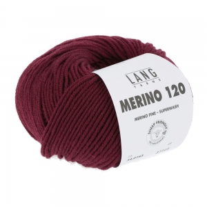 Lang Yarns Merino 120 - Pelote de 50 gr - Coloris 0163 Rouge Foncé