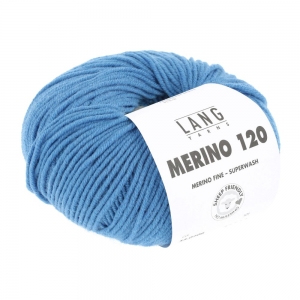 Lang Yarns Merino 120 - Pelote de 50 gr - Coloris 0206 Bleu Moyen