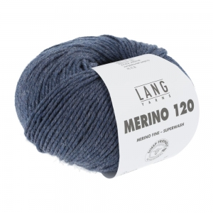 Lang Yarns Merino 120 - Pelote de 50 gr - Coloris 0234 Jeans Foncé Mélangé