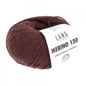 Lang Yarns Merino 120 - Pelote de 50 gr - Coloris 0262 Burgundy Mélangé