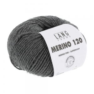 Lang Yarns Merino 120 - Pelote de 50 gr - Coloris 0270 Gris Foncé Mélangé