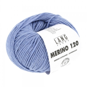Lang Yarns Merino 120 - Pelote de 50 gr - Coloris 0320 Bleu Clair Mélangé