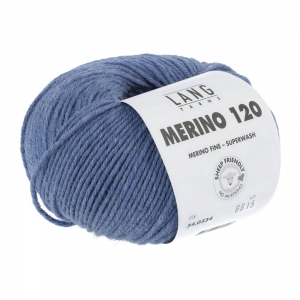 Lang Yarns Merino 120 - Pelote de 50 gr - Coloris 0334 Jeans Moyen Mélangé