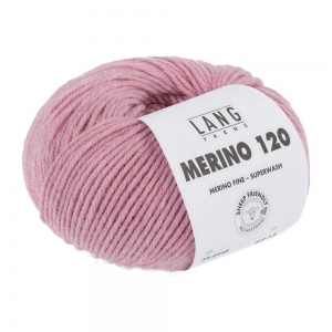 Lang Yarns Merino 120 - Pelote de 50 gr - Coloris 0348 Rose Mélangé