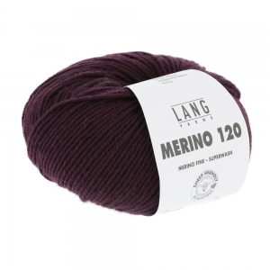 Lang Yarns Merino 120 - Pelote de 50 gr - Coloris 0390 Aubergine