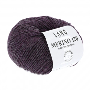 Lang Yarns Merino 120 - Pelote de 50 gr - Coloris 0480 Aubergine Mélangé