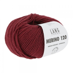 Lang Yarns Merino 120 - Pelote de 50 gr - Coloris 0562 Rouge Foncé Mélangé