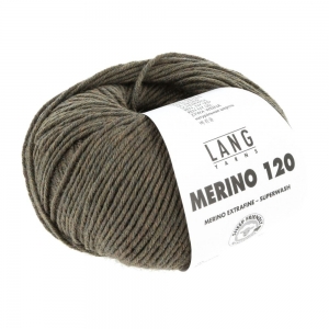 Lang Yarns Merino 120 - Pelote de 50 gr - Coloris 0598 Olive Mélangé