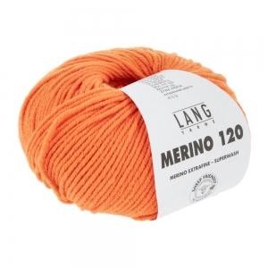 Lang Yarns Merino 120 - Pelote de 50 gr - Coloris 0659 Orange Neon