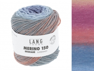 Lang Yarns Merino 150 Dégradé - Pelote de 50 gr - Coloris 0001 Bleu Clair/Jaune/Orange