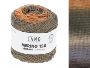 Lang Yarns Merino 150 Dégradé - Pelote de 50 gr - Coloris 0006 Orange/Marron/Gris
