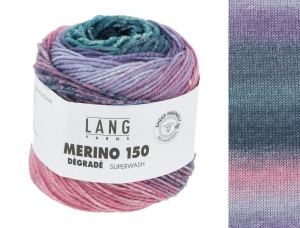 Lang Yarns Merino 150 Dégradé - Pelote de 50 gr - Coloris 0009 Rose/Violet/Atlantique