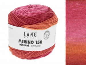 Lang Yarns Merino 150 Dégradé - Pelote de 50 gr - Coloris 0015 Rose/Orange/Rouge