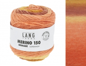 Lang Yarns Merino 150 Dégradé - Pelote de 50 gr - Coloris 0016 Orange/Jaune/Abricot