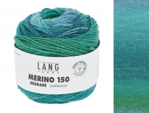 Lang Yarns Merino 150 Dégradé - Pelote de 50 gr - Coloris 0017 Pétrole/Vert/Bleu