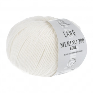 Lang Yarns Merino 200 Bébé - Pelote de 50 gr - Coloris 0301 Blanc