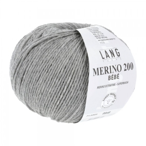 Lang Yarns Merino 200 Bébé - Pelote de 50 gr - Coloris 0303 Gris Clair Mélangé