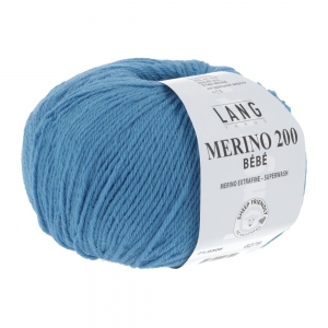 Lang Yarns Merino 200 Bébé - Pelote de 50 gr - Coloris 0306 Bleu