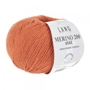 Lang Yarns Merino 200 Bébé - Pelote de 50 gr - Coloris 0359 Orange