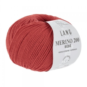 Lang Yarns Merino 200 Bébé - Pelote de 50 gr - Coloris 0360 Rouge