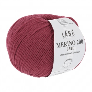 Lang Yarns Merino 200 Bébé - Pelote de 50 gr - Coloris 0362 Vineux