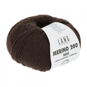 Lang Yarns Merino 200 Bébé - Pelote de 50 gr - Coloris 0368 Marron Foncé