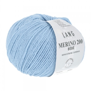 Lang Yarns Merino 200 Bébé - Pelote de 50 gr - Coloris 0372 Bleu Clair