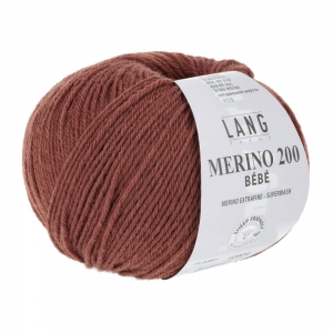 Lang Yarns Merino 200 Bébé - Pelote de 50 gr - Coloris 0387 Brique