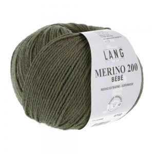 Lang Yarns Merino 200 Bébé - Pelote de 50 gr - Coloris 0398 Olive