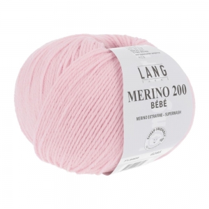 Lang Yarns Merino 200 Bébé - Pelote de 50 gr - Coloris 0409 Rose Foncé
