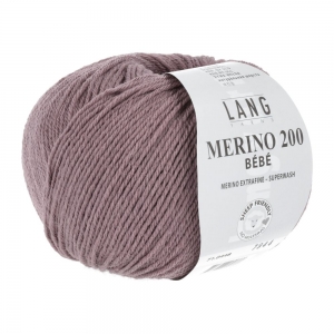 Lang Yarns Merino 200 Bébé - Pelote de 50 gr - Coloris 0448 Vieuxrose