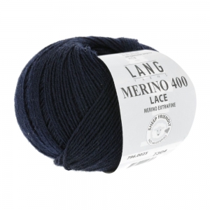 Lang Yarns Merino 400 Lace - Pelote de 25 gr - Coloris 0025 Navy Mélangé