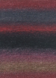Lang Yarns Merino+ Color - Pelote de 100 gr - Coloris 0207 Rouge Foncé/Anthracite/Baie