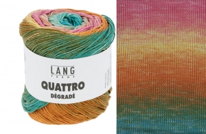 Lang Yarns Quattro Dégradé - Pelote de 100 gr - Coloris 0006 Turquoise/Pink/Jaune