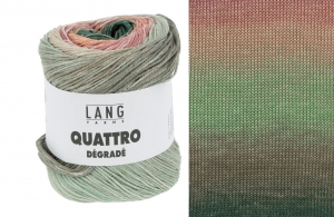 Lang Yarns Quattro Dégradé - Pelote de 100 gr - Coloris 0008 Minte/Vert Foncé/Abricot