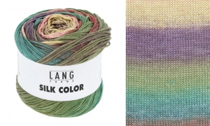 Lang Yarns Silk Color  - Pelote de 100 gr - Coloris 0006 Violet/Vert/Saumon