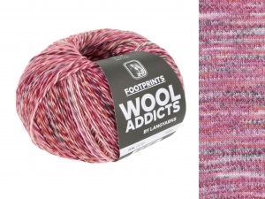 WoolAddicts by Lang Yarns Footprints - Pelote de 100 gr - Coloris 0012 Pink/Dark Green/Rose